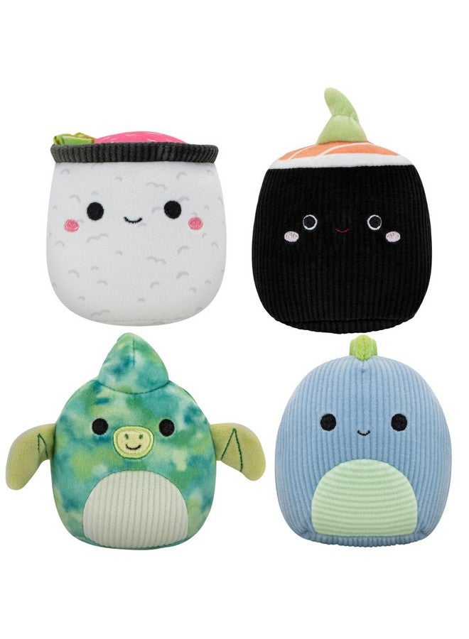 Squishmallows Original 3.5-Inch Dinosaurs and Sushi Dog Toy 4-Pack - Small Ultrasoft Official Plush Pet Toys - Amazon Exclusive - Image 1