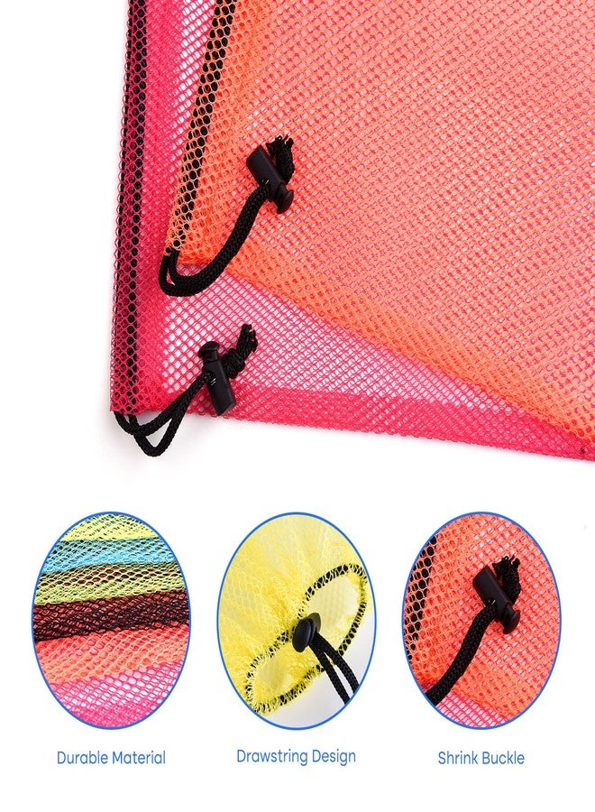 PLULON 12 Pcs Mesh Bag Drawstring Mesh Laundry Bags, 13 x 15.5 Inch Nylon Drawstring Bag for Pool Beach Ball Toys Storage Bag for Collecting Travel Sports Gym (Multicolor) - Image 3