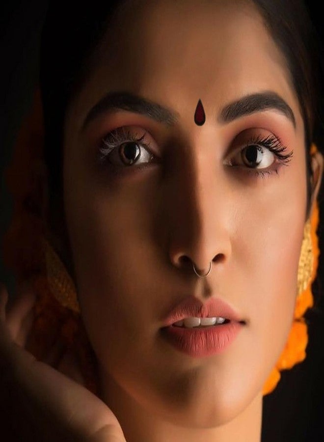 VAMA Fashions 12mm Premium Velvet Tear Drop Big Forehead Sticker Sketch Dark Maroon Kumkum Sindoor Bindi for Women & Girls - Image 2
