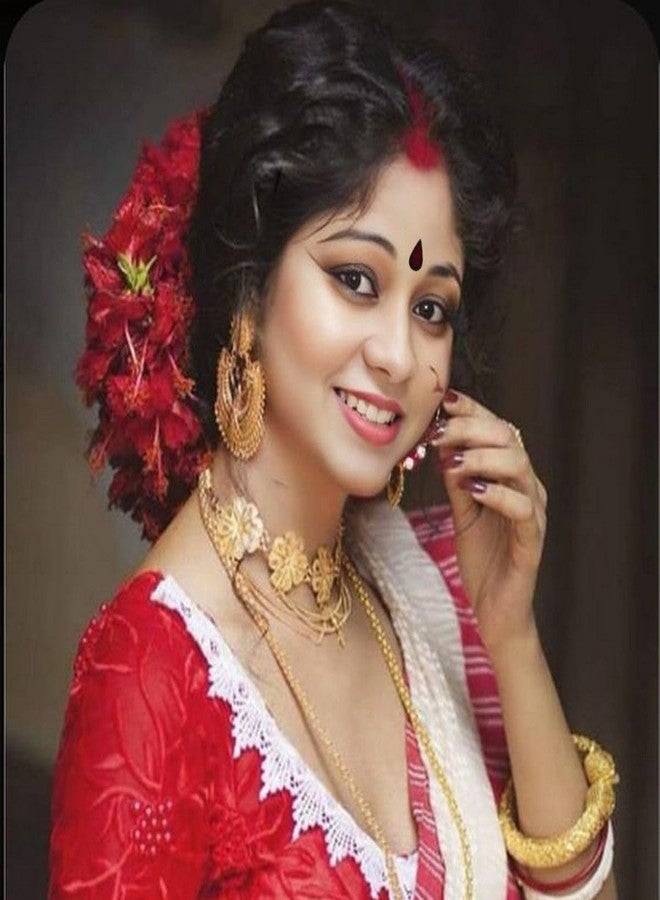 VAMA Fashions 12mm Premium Velvet Tear Drop Big Forehead Sticker Sketch Dark Maroon Kumkum Sindoor Bindi for Women & Girls - Image 5