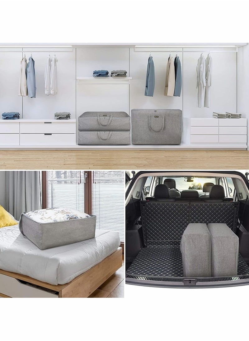 HomarKet Extra Large Blanket Storage Bag Under Bed Storage Tote for Comforters Clothes Linens Water Resistant and Breathable Closet Bags (Grey 2-Pack)  - Image 5
