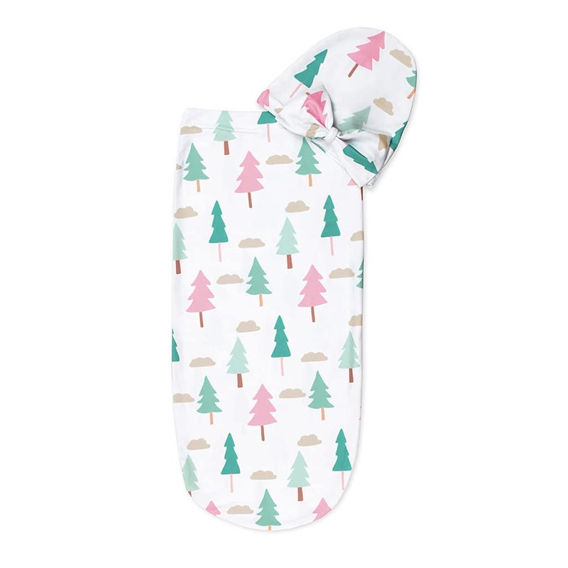 Itzy Ritzy Itzy Ritzy Cocoon Hat Swaddle Set Swaddle for Newborns Includes Name Announcement Card Jersey Knit Cocoon Hat Set Perfect for Newborn Photography for 0 to 3 Months On Cloud Pine 