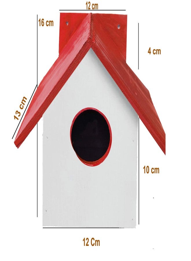 LIVEONCE Wood Bird House with Inside Coir Bed Pack of -1… (RED) - Image 3