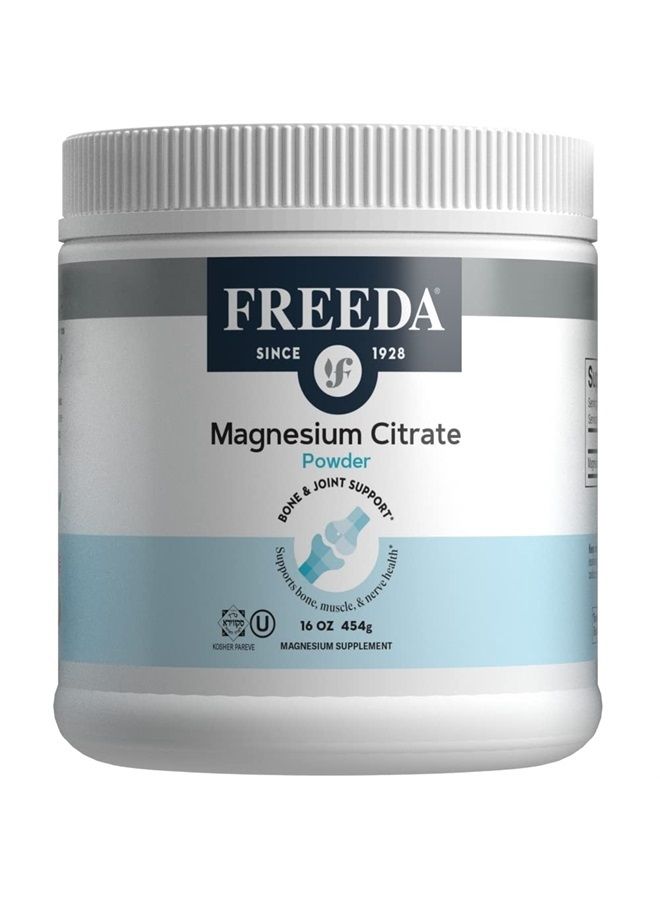 Freeda Magnesium Citrate Powder - Pure Magnesium Citrate Gluten Free - Adult & Children's Magnesium Citrate Supplement 420 mg Magnesium Citrate Drink - Mag Citrate Magnesium Mineral Supplements -16 oz