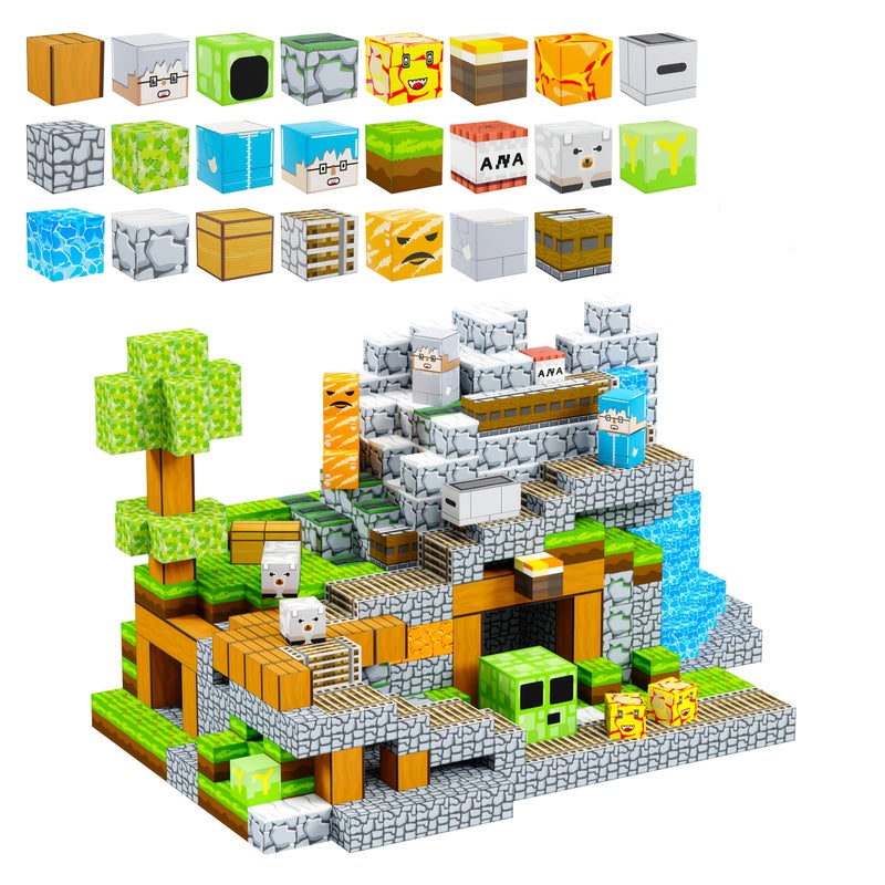 80pcs MESIONDY Magnetic Building Blocks Set, Movie Themed Magnet Tiles Construction Toy, Educational Sensory Game, Durable ABS Material, for Creative Play, Ideal for Ages 3-6, Christmas & Birthday Gifts