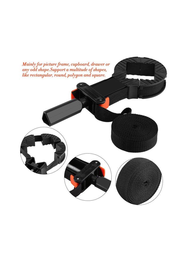 Adjustable Multi-Function Picture Frame Clamps, 4-Jaw Corner Strap Clamp for Woodworking, Quick-Adjust 90 Degree Right Angle Holder for Binding and Framing Projects.