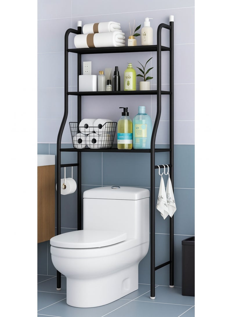 3-Tier Toilet Storage Rack Black