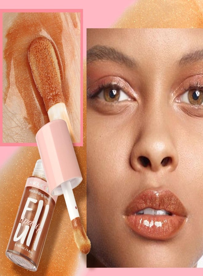 Anglicolor 2PC Lip Glow Oil Hydrating 6 Colors, Moisturizing & Nourishing Plumping Tinted Lip Gloss for Dry Lips, Vegan, Lip Plumper Gloss Make Lips Fuller (2PC#06, 9.6ml) - Image 4