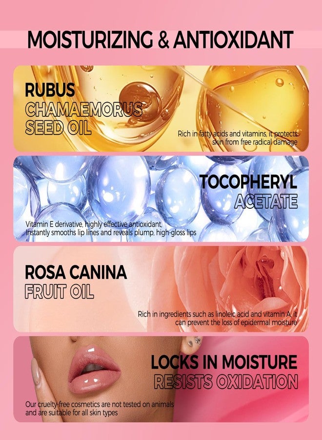 Anglicolor 2PC Lip Glow Oil Hydrating 6 Colors, Moisturizing & Nourishing Plumping Tinted Lip Gloss for Dry Lips, Vegan, Lip Plumper Gloss Make Lips Fuller (2PC#06, 9.6ml) - Image 5