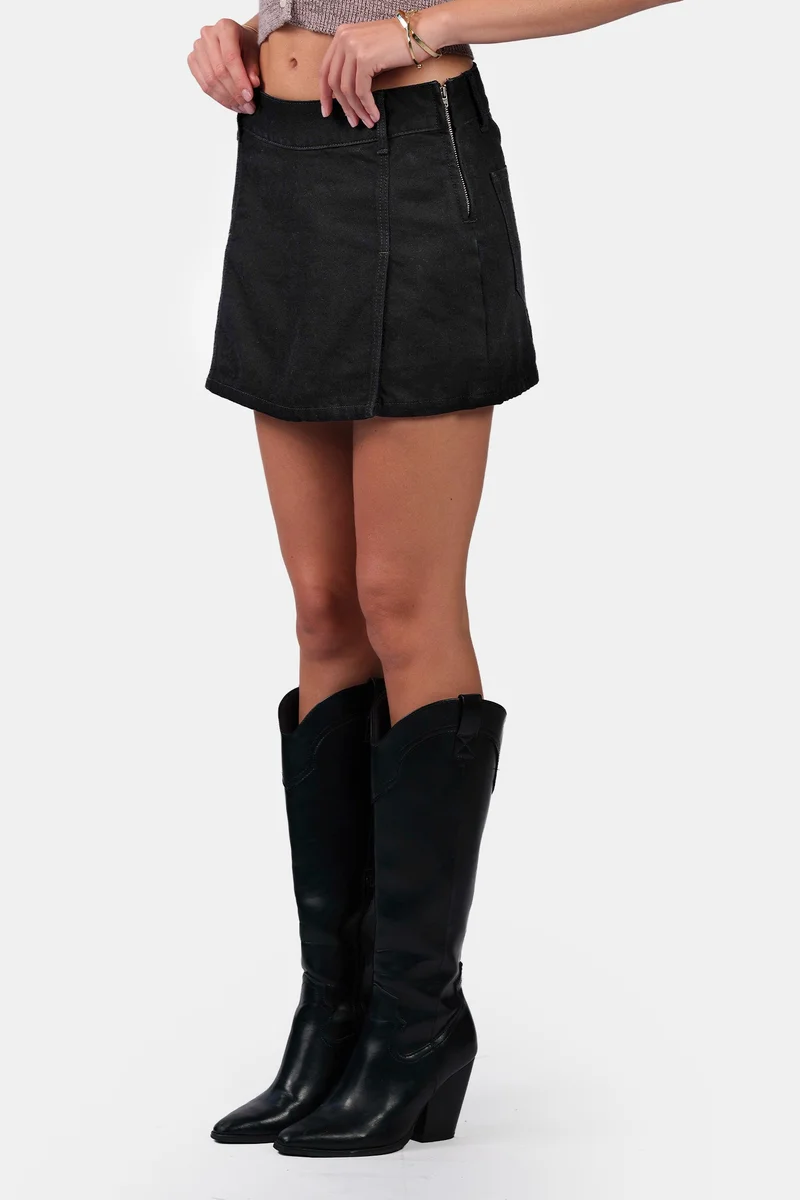 Virgio  Solid Cotton Denim Skorts for Women for Women | Best Price UAE