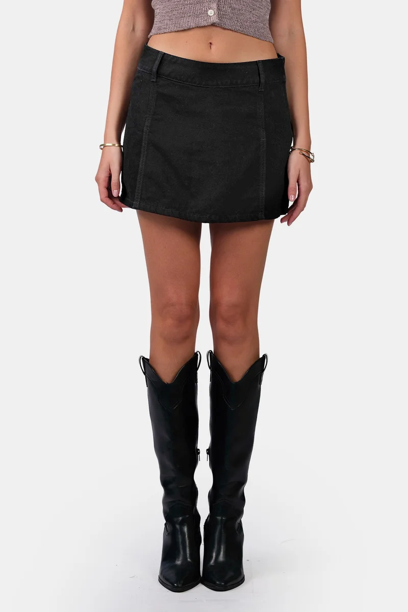 Virgio  Solid Cotton Denim Skorts for Women for Women | Best Price UAE