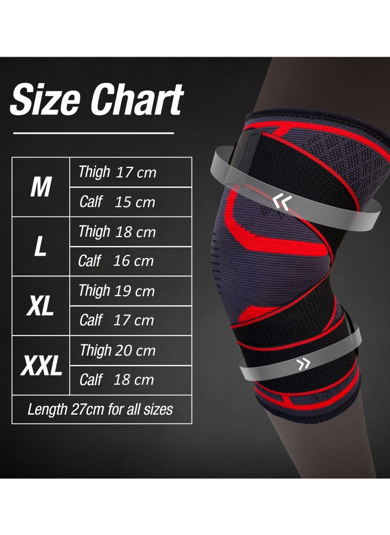Knee Support Brace Adjustable Sleeves Knee Stabilizer Exercise and Workout for Running (Single Pack)