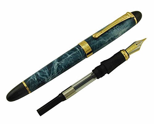 Lanxivi Jinhao X450 Fountain Pen Blue Sky Color Classic Design, Medium Nib with Pen Pouch & Ink Refill Converter Set - Image 5