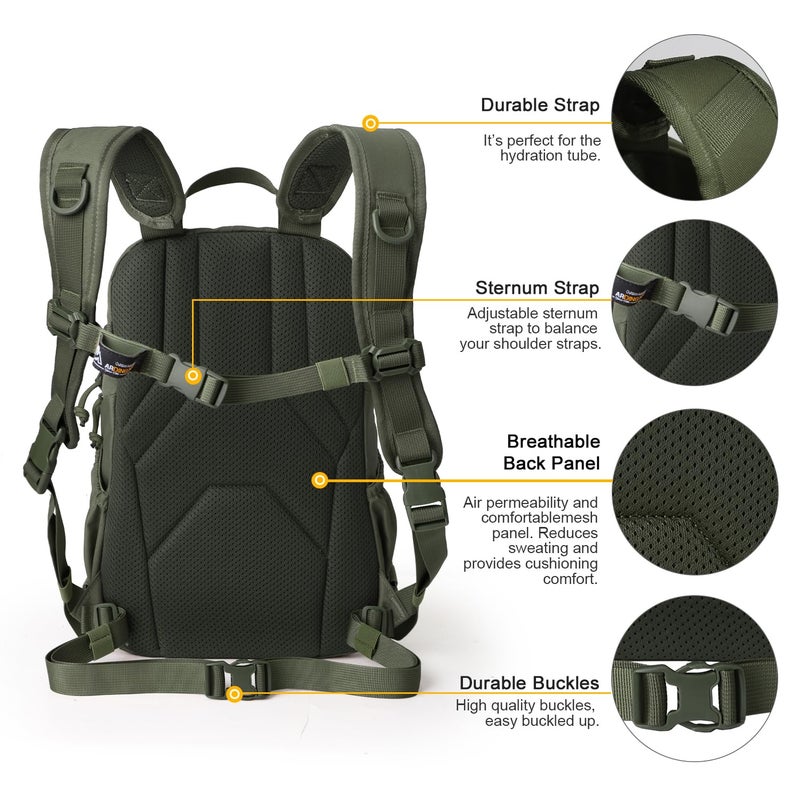 Mardingtop Small Tactical Backpack,Molle Hiking Backpack for Backpacking,Cycling and Biking,15L Backpack - Image 4