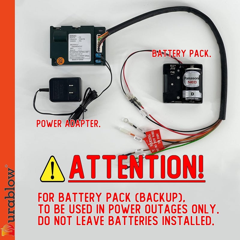 Durablow DC594 3V DC Battery Pack Compatible with Dexen, HHT Fireplace Electronic IPI Control Module 593-592, GM-6KA, 350-M, 6K (593-594A) DC594 - Image 2