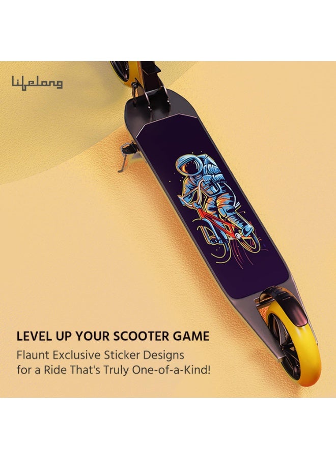 Lifelong Foldable Kick Scooter for Kids 5+ Years | Aluminum Body, 4-Level Adjustable Handlebar | 120kg Capacity | Baby Scooter for Boys & Girls | Outdoor Toy, Ride-on Fun | Purple & Yellow - Image 3