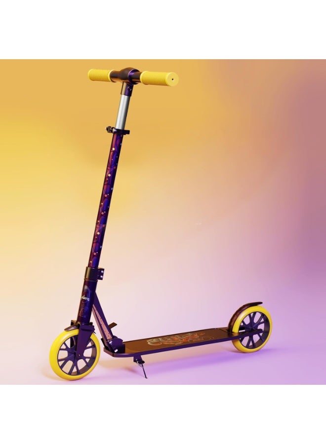 Lifelong Foldable Kick Scooter for Kids 5+ Years | Aluminum Body, 4-Level Adjustable Handlebar | 120kg Capacity | Baby Scooter for Boys & Girls | Outdoor Toy, Ride-on Fun | Purple & Yellow - Image 1