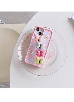 Generic Colorful butterfly silicone case wrist strap ring buckle suitable for I Phone 12 / 12 pro mobile phone  - Image 1