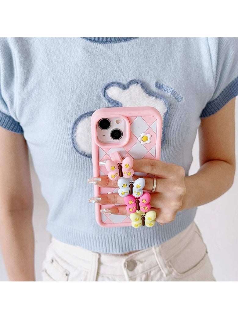 Generic Colorful butterfly silicone case wrist strap ring buckle suitable for I Phone 12 / 12 pro mobile phone  - Image 2