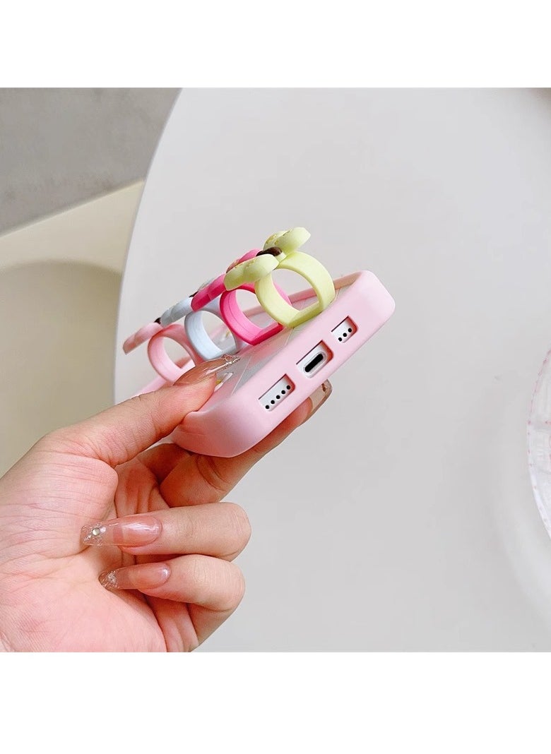 Generic Colorful butterfly silicone case wrist strap ring buckle suitable for I Phone 12 / 12 pro mobile phone  - Image 3