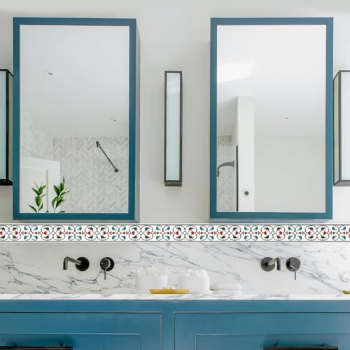 ELTON Peel and Stick Wallpaper Border - Marble Stone Inlay Pattern - Glossy Laminated Waterproof PVC - for Kitchen, Tile, Living Room Bathroom Decoration 3 Inch X 10 feet - Image 5