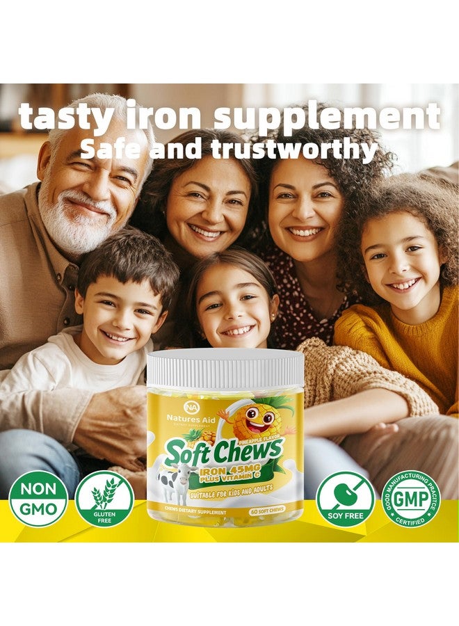 Natures Aid Chewable Iron Supplement for Women & Men and Kids - Pineapple Flavor, Iron Vitamin C Soft Chew for Max Absorption, Iron as Ferrous Fumarate, Ideal for Iron Deficiency, 2 Month Supply - Image 2