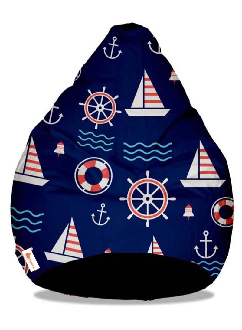 Fluffy Digital Printed Blue Bean Bag Sailor Theme XXXL - Image 1