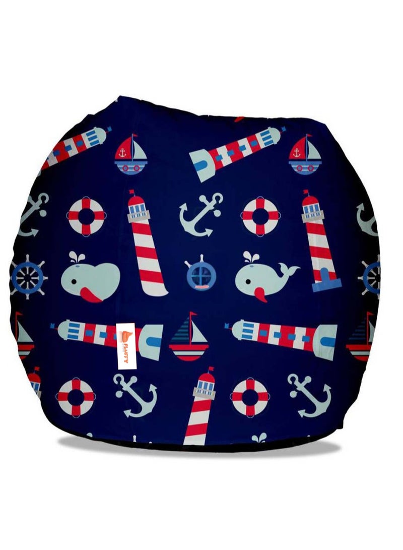 Fluffy Digital Printed Blue Bean Bag Sailor Theme XXXL - Image 3