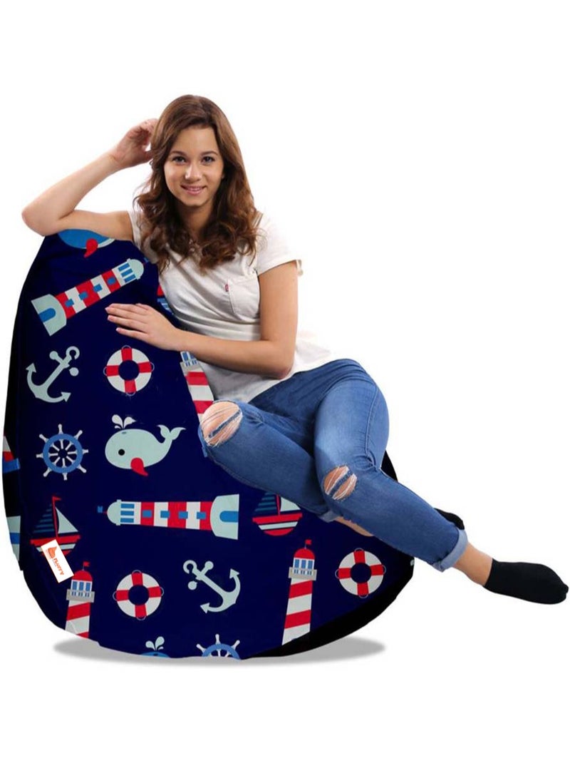 Fluffy Digital Printed Blue Bean Bag Sailor Theme XXXL - Image 4