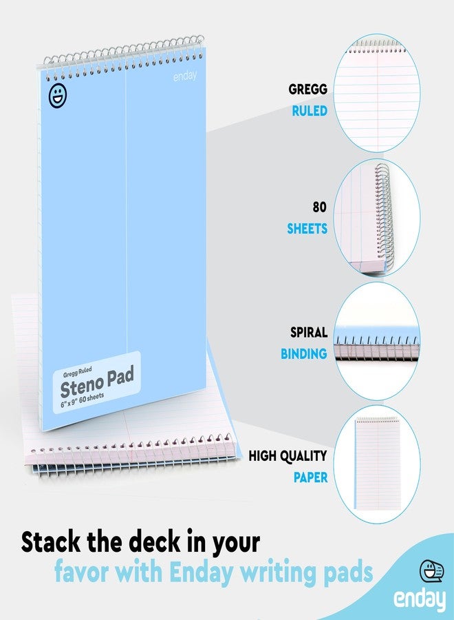 Enday Steno Pads Spiral 6x9 12 Pack, Pastel Colors Gregg Ruled Steno Pad, White Paper Spiral Notepad, 60 Sheets Top Bound Steno Notebook for School, College, Work and Home, 4 Assorted Colors - Image 3