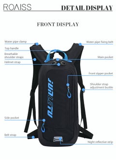 roaiss Unisex Outdoor Cycling Backpack 7L Bicycle Double Shoulder Pack with Independent Water Bag Compartment Helmet Fixation for Hiking Biking Skiing Black  - Image 2