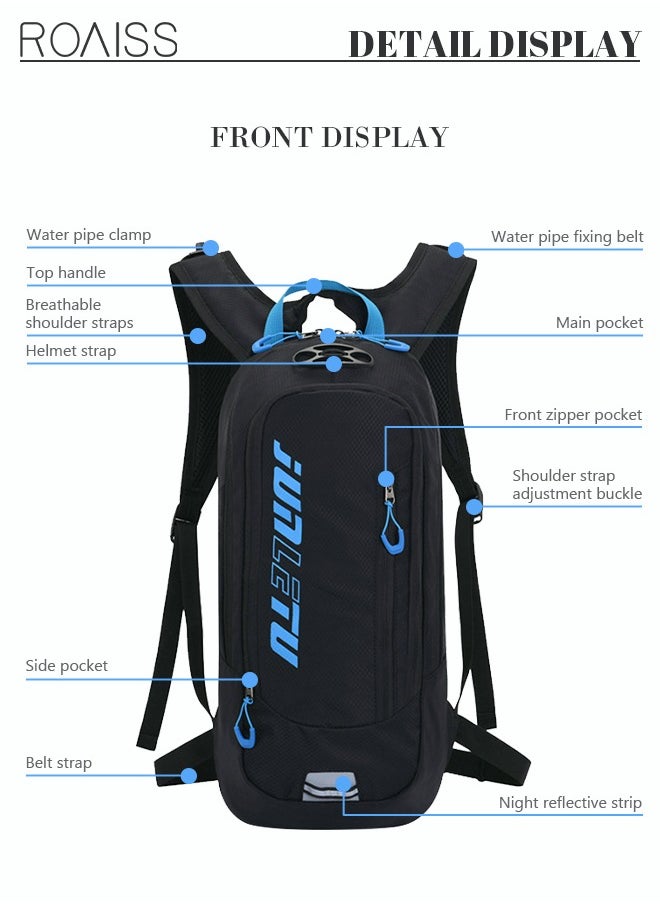 roaiss Unisex Outdoor Cycling Backpack 7L Bicycle Double Shoulder Pack with Independent Water Bag Compartment Helmet Fixation for Hiking Biking Skiing Black  - Image 2