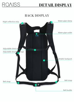 roaiss Unisex Outdoor Cycling Backpack 7L Bicycle Double Shoulder Pack with Independent Water Bag Compartment Helmet Fixation for Hiking Biking Skiing Black  - Image 3