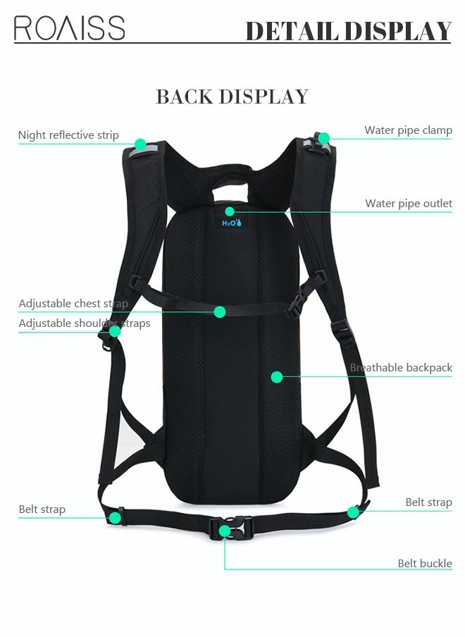 roaiss Unisex Outdoor Cycling Backpack 7L Bicycle Double Shoulder Pack with Independent Water Bag Compartment Helmet Fixation for Hiking Biking Skiing Black  - Image 3