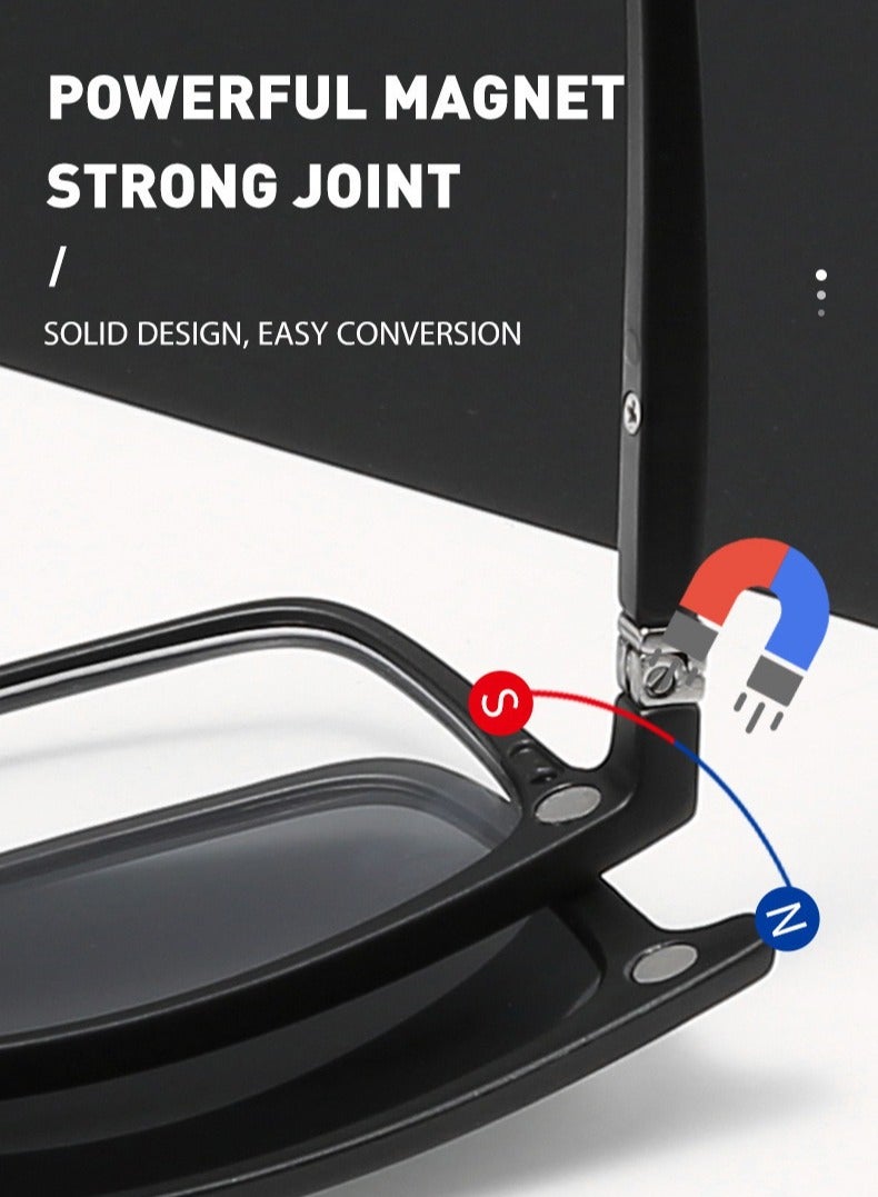 Polarized Sunglasses For Men, Magnetic Sunglasses, Sun Protection Sunglasses For women, UV Protection, 1 Frame Glasses + 5 Clips Sunglasses Storage Bag - Image 3