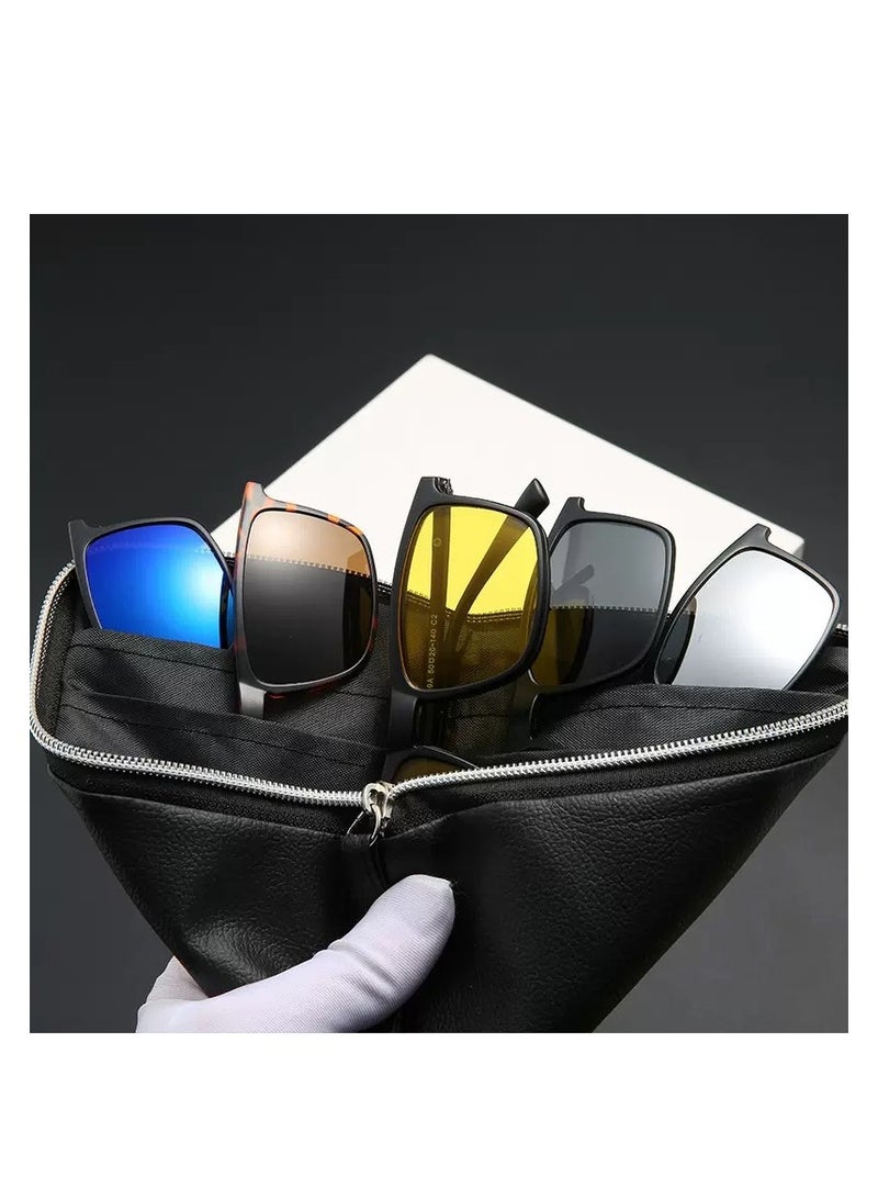 Polarized Sunglasses For Men, Magnetic Sunglasses, Sun Protection Sunglasses For women, UV Protection, 1 Frame Glasses + 5 Clips Sunglasses Storage Bag - Image 1