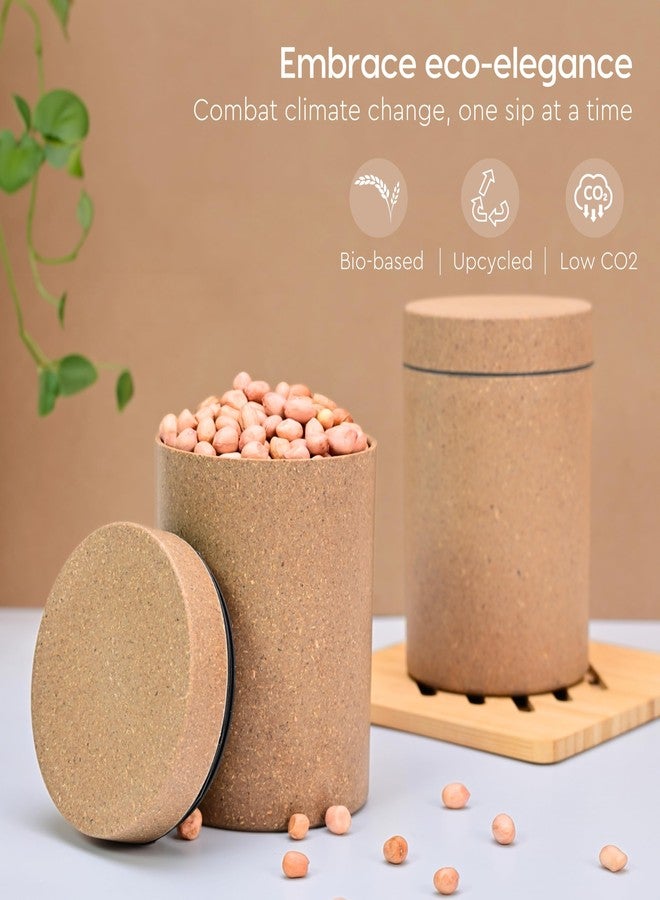 Eha Earth Friendly Canister with Air Tight Lid | Food Storage Container Jars Set of 3 | Microwave Safe | Made with Rice Husk and Bamboo Fibers | 700ml | Tortilla - Image 3