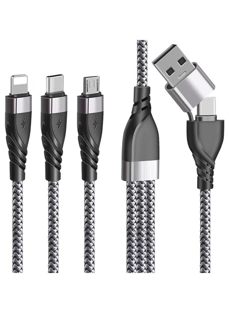 X-level Multi Charger Cable, USB A/USB C 5 in 1 Fast Charging Cord Nylon Braided with iP Micro USB Type C Connector for Phone 16 Pro Max,Samsung Galaxy 25 Ultra,Android Samsung Galaxy Huawei Xiaomi PS5-1.2M - Image 1