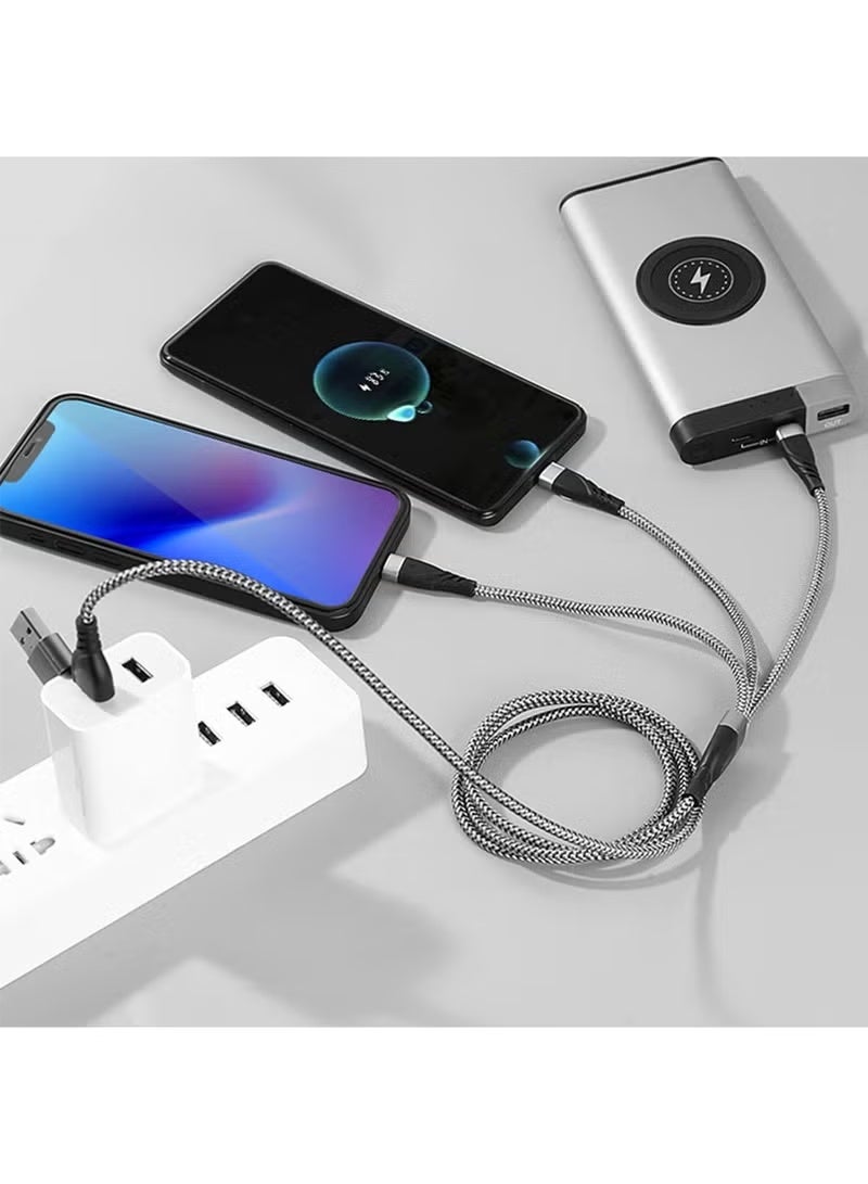 X-level Multi Charger Cable, USB A/USB C 5 in 1 Fast Charging Cord Nylon Braided with iP Micro USB Type C Connector for Phone 16 Pro Max,Samsung Galaxy 25 Ultra,Android Samsung Galaxy Huawei Xiaomi PS5-1.2M - Image 3