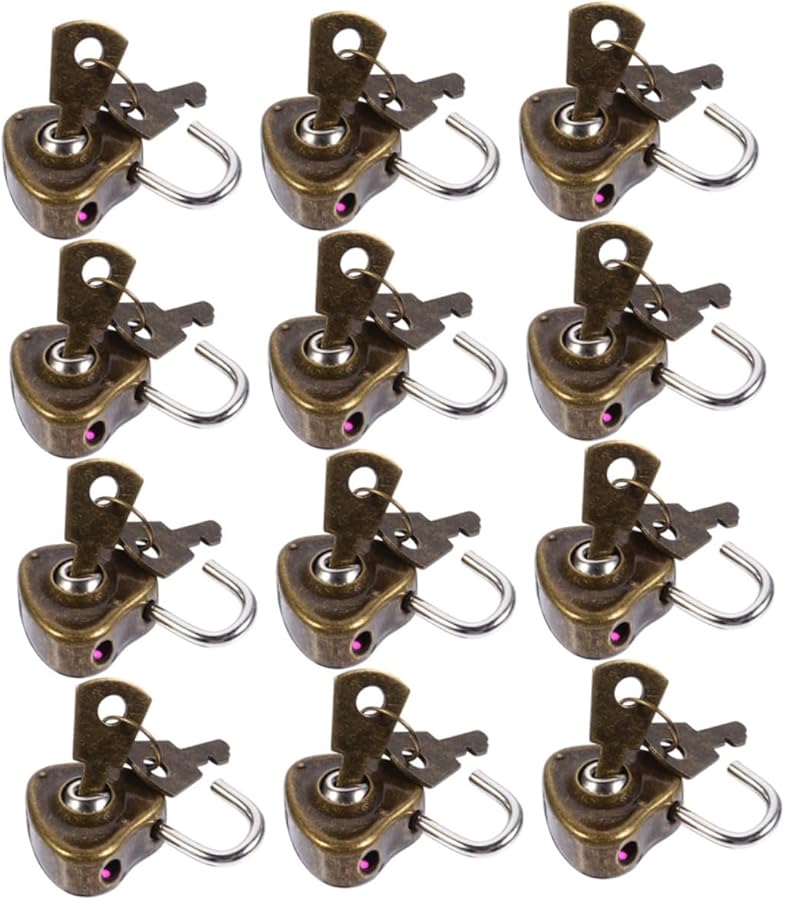 Antique Heart Padlocks 25pcs Coffee 3X2 1CM Retro Locks for Suitcase Jewelry Box Storage - Image 1