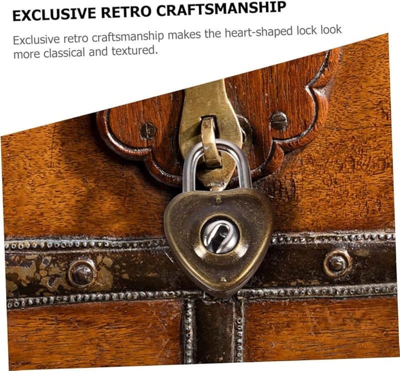 Antique Heart Padlocks 25pcs Coffee 3X2 1CM Retro Locks for Suitcase Jewelry Box Storage - Image 4