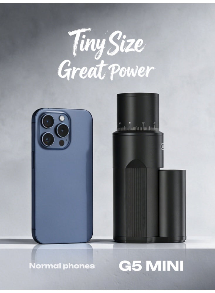 Hibrew Mini Portable Electric Coffee Grinder, Type-C Fast Charging 2600mAh Battery, 420 Stainless Steel 6-Star Conical Burr, 100-Step Stepless Adjustable, Full Aluminum Alloy Body, Quiet Operation G5-mini - Image 4