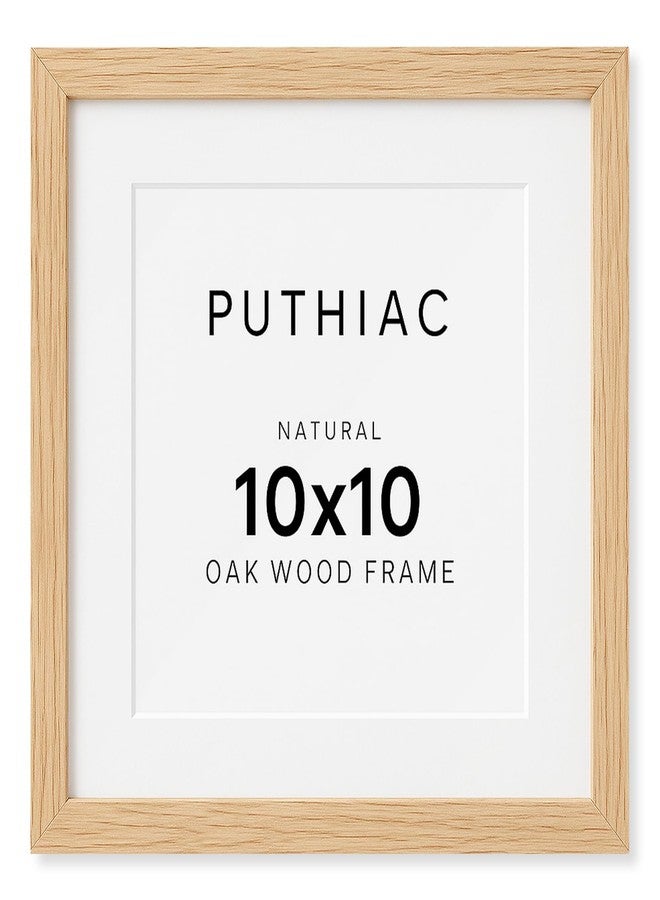puthiac 10x10 Oak Wood Picture Frame - Minimalist 10x10 Poster Frame, 10"x10" Frame Wood, Natural Solid Wooden Picture Frames for Wall Art Photo and Prints(1 Pack, Beige) - Image 1