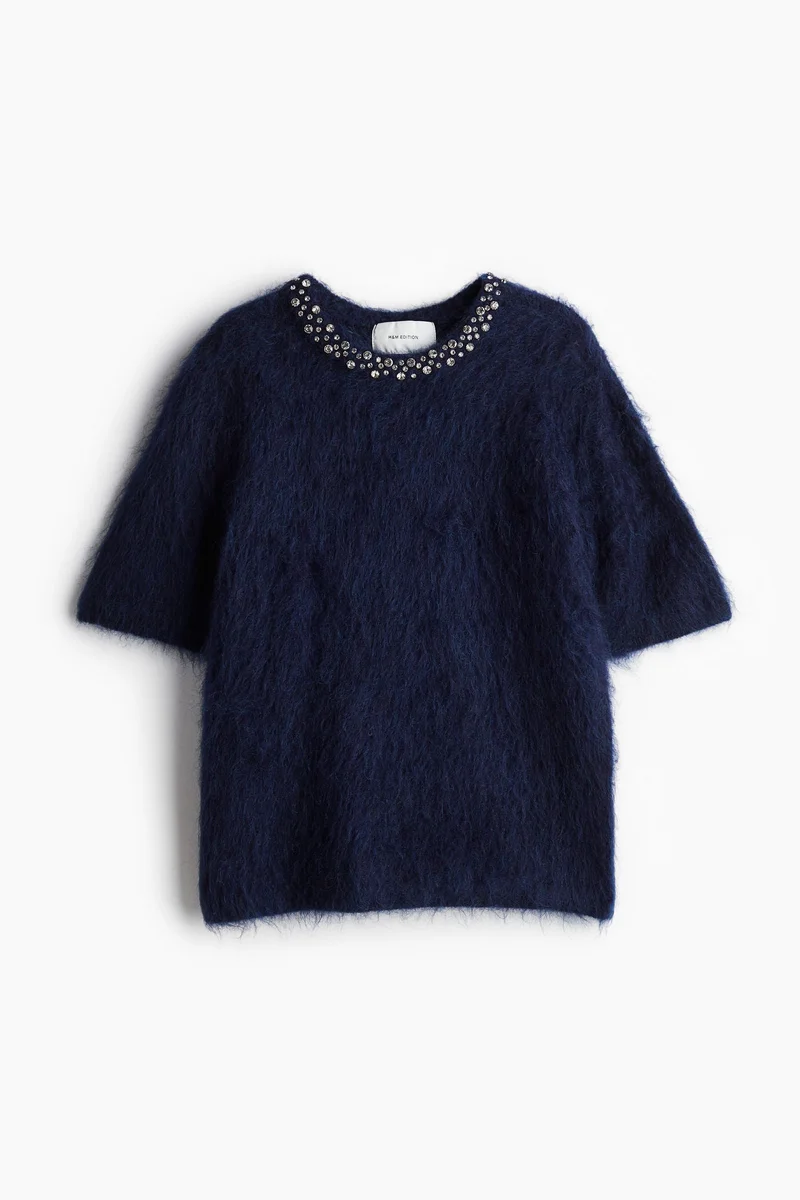H&M Embellished Mohair-Blend Top