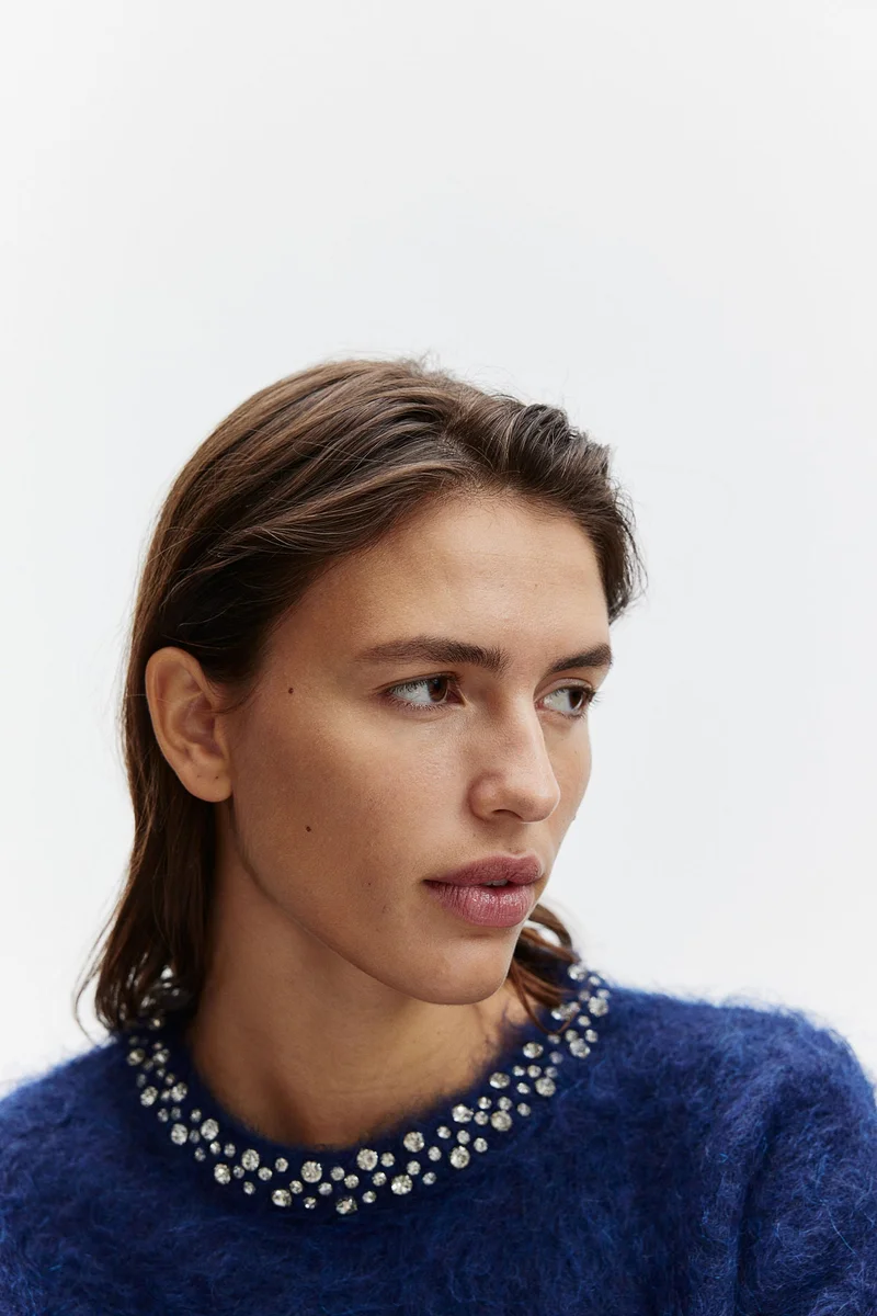 H&M Embellished Mohair-Blend Top