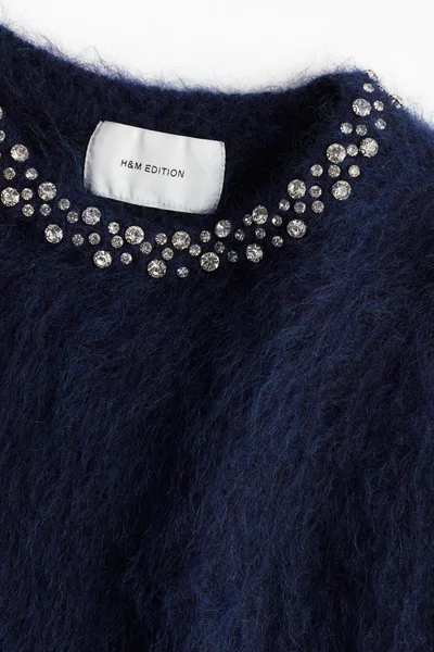 اتش اند ام Embellished Mohair-Blend Top