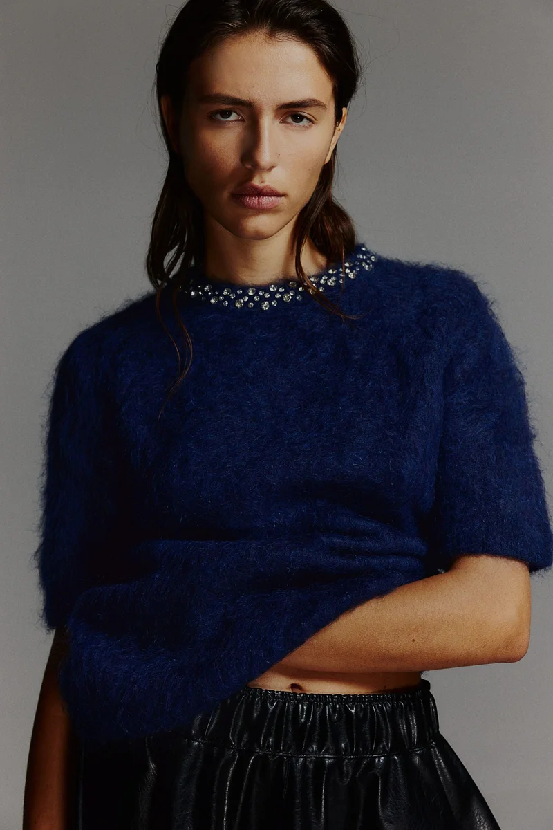 H&M Embellished Mohair-Blend Top