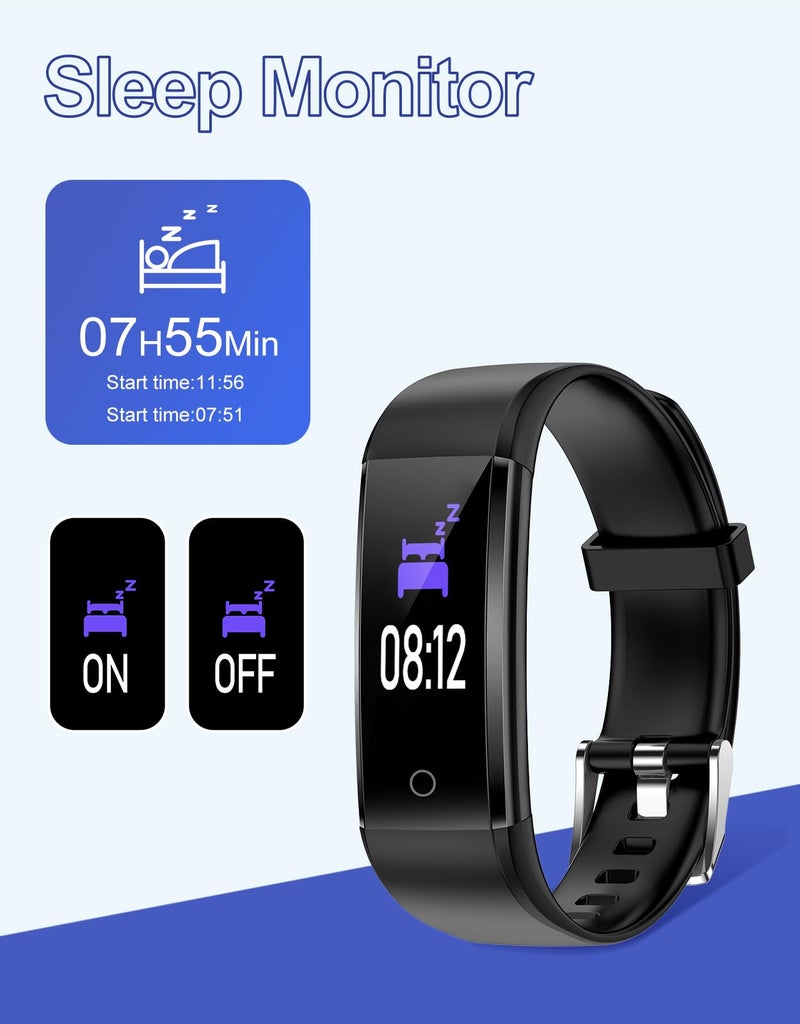 GRV Fitness Tracker Non Bluetooth Fitness Watch No App No Phone Required Waterproof Pedometer Watch with Steps Calories Counter Sleep Tracker for Men Women Parents (Black) - Image 3