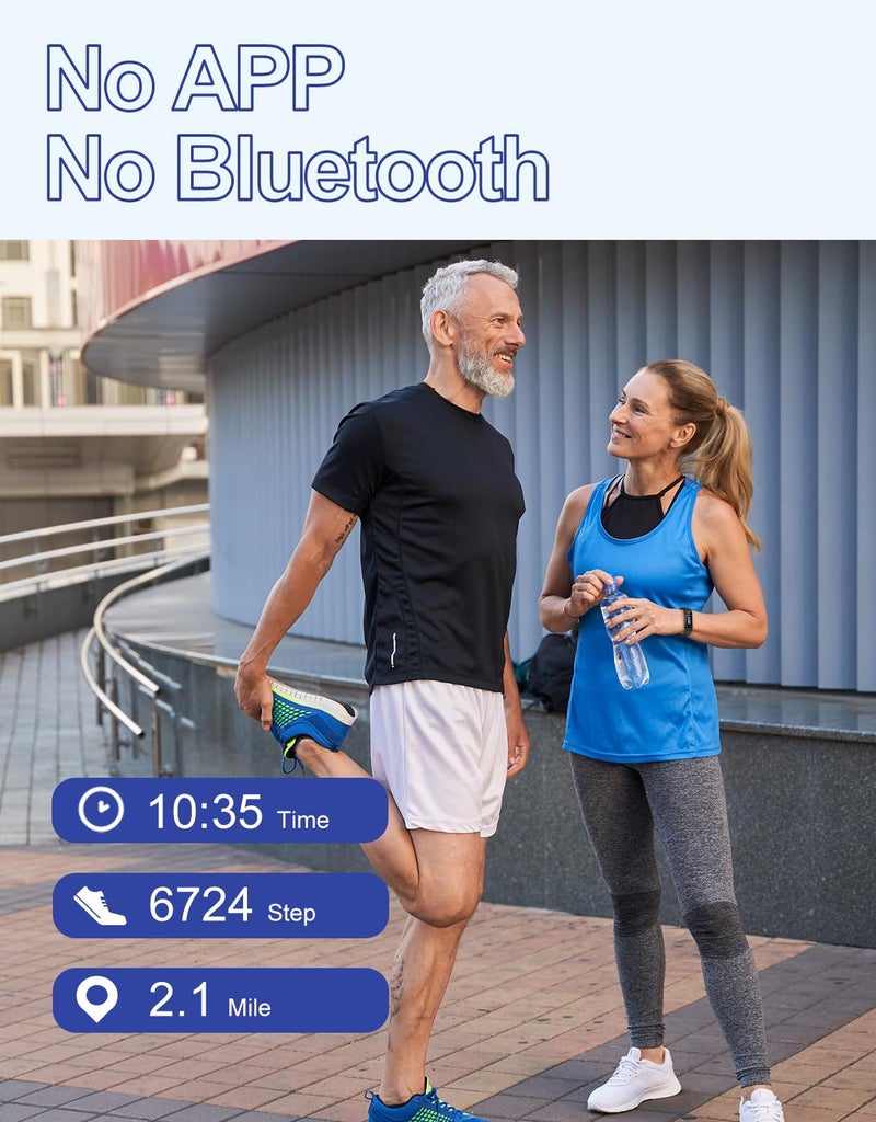 GRV Fitness Tracker Non Bluetooth Fitness Watch No App No Phone Required Waterproof Pedometer Watch with Steps Calories Counter Sleep Tracker for Men Women Parents (Black) - Image 5