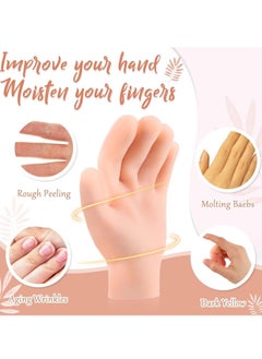 Bukela 2 Pairs Silicone Moisturizing Gloves Spa Gel Hydrating Gloves Women's Hand Care Gloves, Anti Slip Aloe Lotion Gloves for Repairing Dry Hands, Calluses, Cracked Heels and Softening Rough Skin  - Image 2